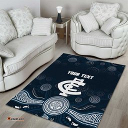 Custom Carlton Football Area Rug Go Blues Aboriginal Art LT14