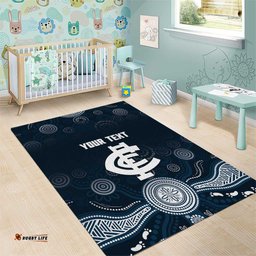 Custom Carlton Football Area Rug Go Blues Aboriginal Art LT14