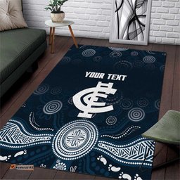 Custom Carlton Football Area Rug Go Blues Aboriginal Art LT14
