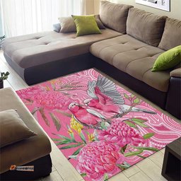 Australia Pink Galah Area Rug Rose-breasted Cockatoo Waratah Indigenous Art LT14