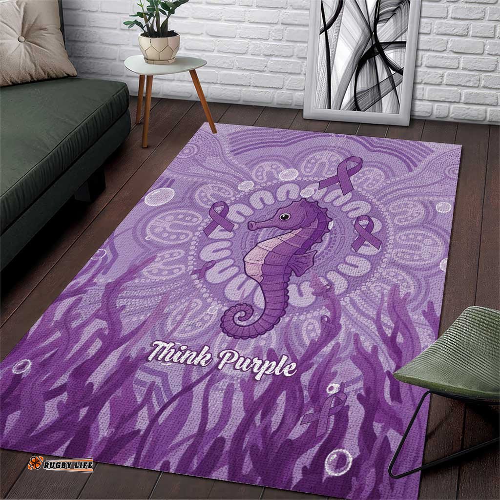 Australia Epilepsy Awareness Area Rug Seahorse Think Purple Ribbon Aboriginal LT14