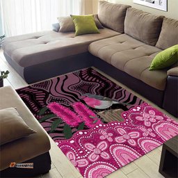 Australia Indigenous Area Rug Breast Cancer Pink Robin Bottlebrush Aboriginal Art LT14