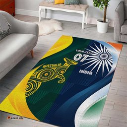 Custom India and Australia Cricket Area Rug Special Half-Half Mix LT7