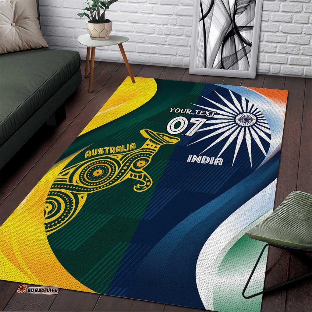 Custom India and Australia Cricket Area Rug Special Half-Half Mix LT7