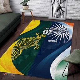 Custom India and Australia Cricket Area Rug Special Half-Half Mix LT7