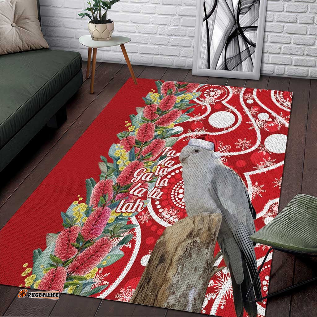 Blue Galah Mutation Christmas Australia Area Rug Falalalala Galalah Bottlebrush Red Aboriginal Art LT14
