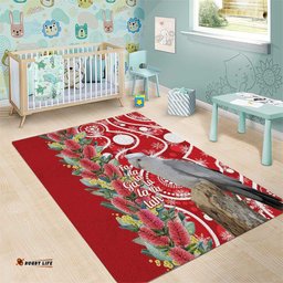 Blue Galah Mutation Christmas Australia Area Rug Falalalala Galalah Bottlebrush Red Aboriginal Art LT14