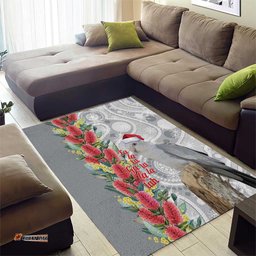 Blue Galah Mutation Christmas Australia Area Rug Falalalala Galalah Bottlebrush Grey Aboriginal Art LT14