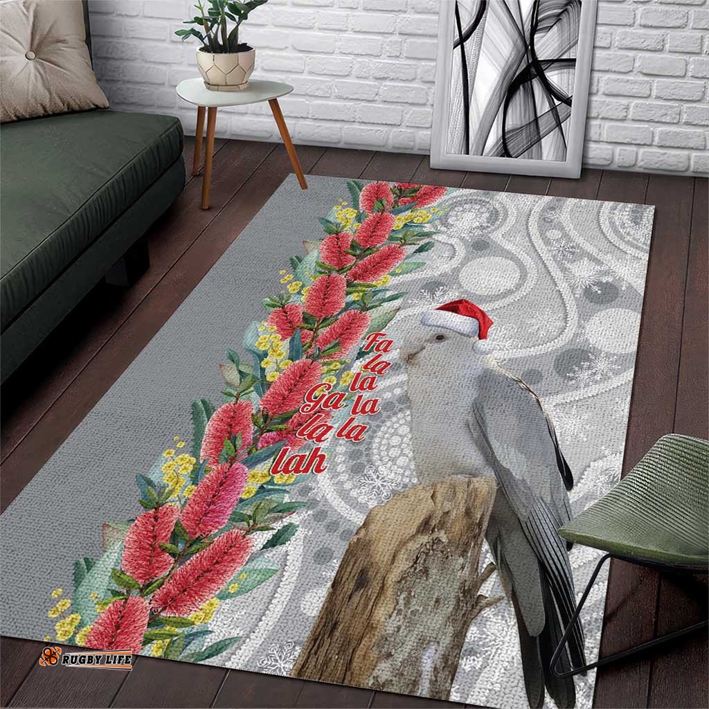 Blue Galah Mutation Christmas Australia Area Rug Falalalala Galalah Bottlebrush Grey Aboriginal Art LT14