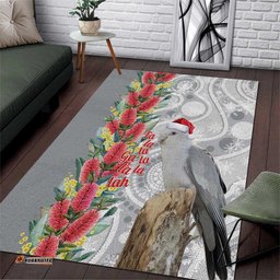Blue Galah Mutation Christmas Australia Area Rug Falalalala Galalah Bottlebrush Grey Aboriginal Art LT14