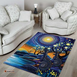 Australian Night Sky Landscape Area Rug Aboriginal Dreamtime Story LT9