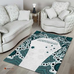 Australia Rugby 2026 Area Rug Go Wallabies Aboriginal Pattern White Version LT05