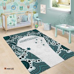 Australia Rugby 2026 Area Rug Go Wallabies Aboriginal Pattern White Version LT05