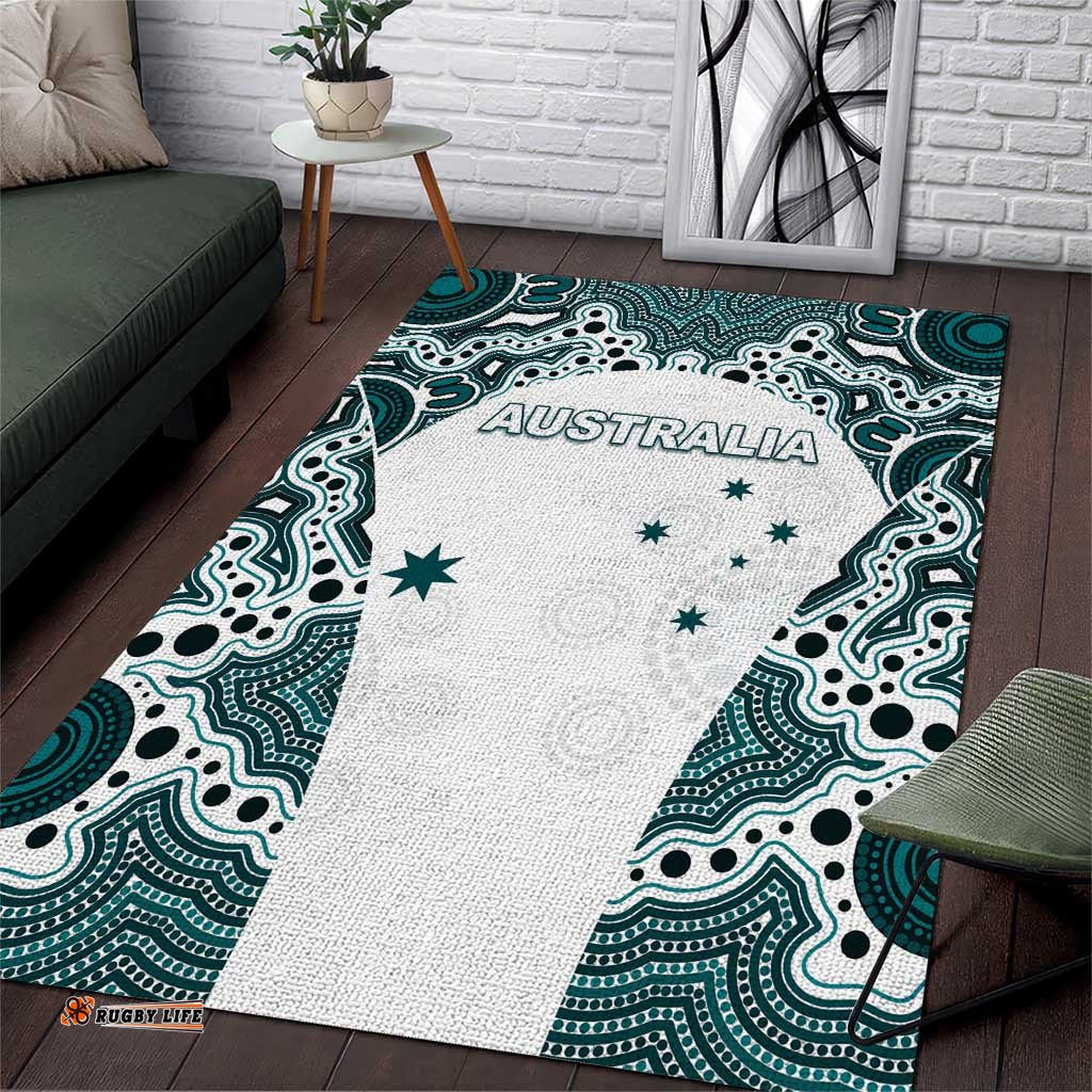 Australia Rugby 2026 Area Rug Go Wallabies Aboriginal Pattern White Version LT05