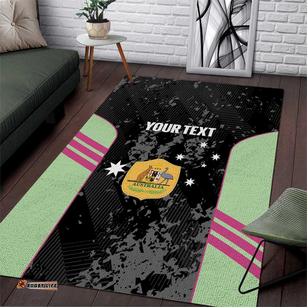 Custom Australia Matildas 2026 Area Rug Come On Aussie Grunge Style LT14