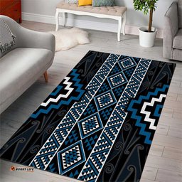 Azure Tukutuku Pattern Aotearoa Area Rug Niho Taniwha and Puhoro Motifs LT7