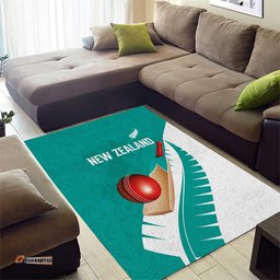 New Zealand Cricket Area Rug Kiwi Birds Haka Dance Turquoise Fern Sporty Style LT03