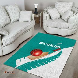 New Zealand Cricket Area Rug Kiwi Birds Haka Dance Turquoise Fern Sporty Style LT03