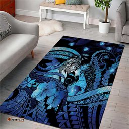 Maori Romantic Valentine Area Rug The Hongi Kiss Blue Galaxy DT05