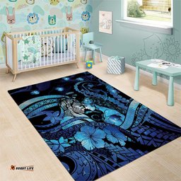 Maori Romantic Valentine Area Rug The Hongi Kiss Blue Galaxy DT05