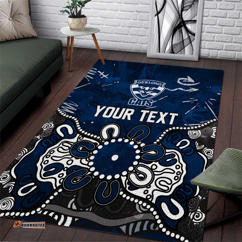 Personalized Geelong Cats Area Rug Aboriginal Dot Painting Graffiti Style TS04