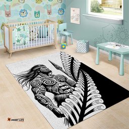 Koru Fern New Zealand Maori Tribal Warrior Area Rug LT9