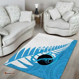 New Zealand Lawn Bowls Prostate Cancer Custom Area Rug Aotearoa Maori Silver Fern Blue Ribbon LT14