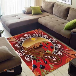 Indigenous Goanna Australia Area Rug Aussie Uluru Ayers Rock Sturt's Desert Pea LT14