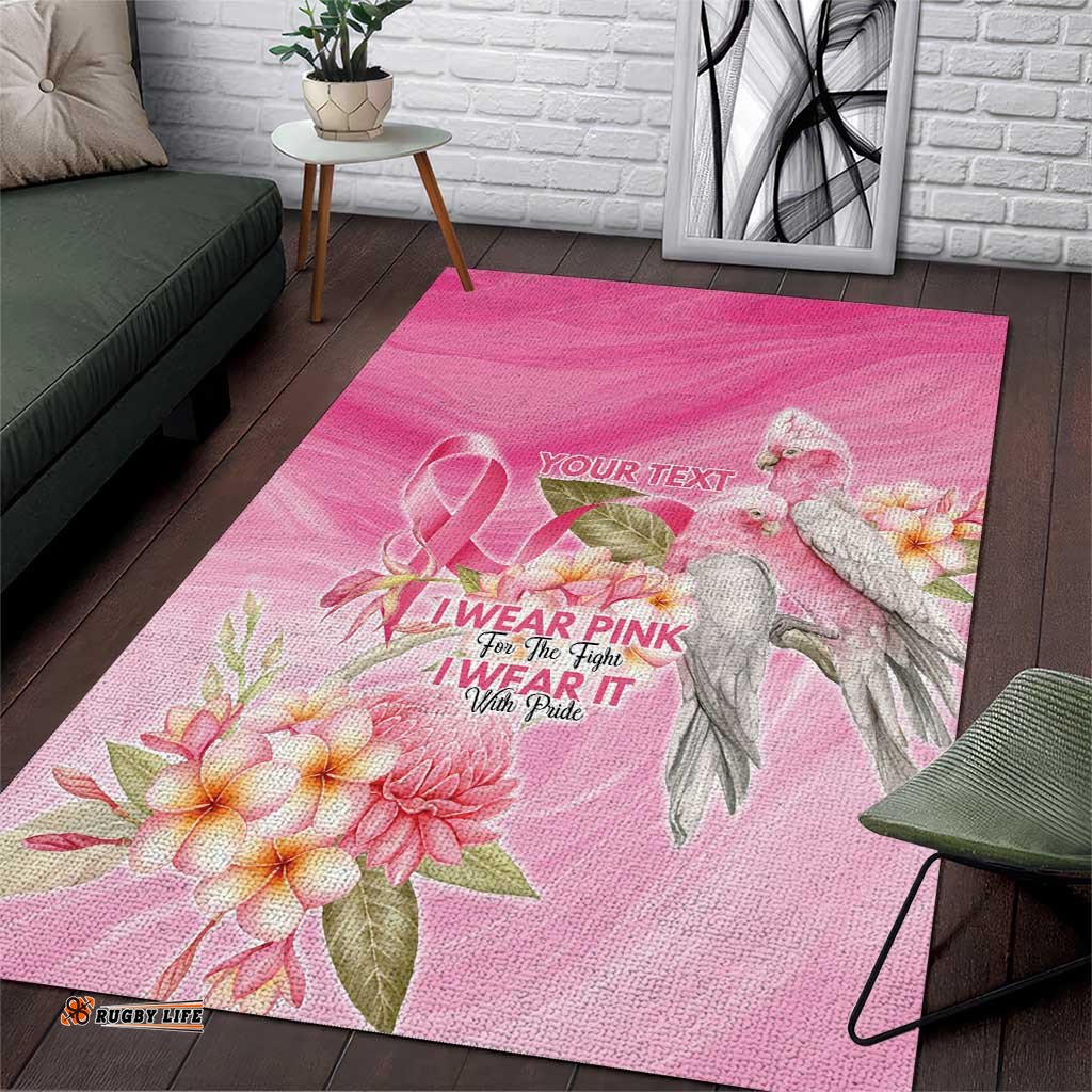 Personalised I Wear Pink For The Fight Area Rug Australian Breast Cancer Spirit LT9