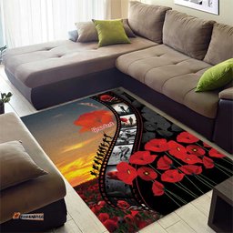 Personalised Remembering ANZAC Lest We Forget Area Rug Vintage Film Frame Memorial Red Poppy LT9