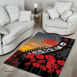 Personalised Remembering ANZAC Lest We Forget Area Rug Vintage Film Frame Memorial Red Poppy LT9
