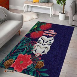 Maori Wheku Meri Kirihimete Personalised Area Rug All Blue Indigenous Maori Motif LT9