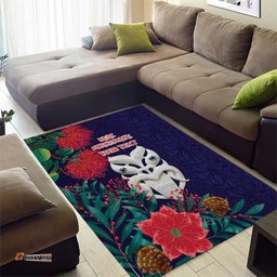 Maori Wheku Meri Kirihimete Personalised Area Rug All Blue Indigenous Maori Motif LT9