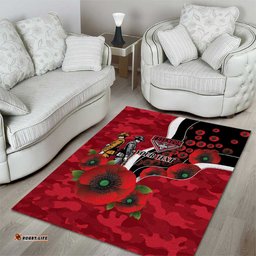 Essendon Bombers ANZAC Personalised Area Rug Lest We Forget Poppy Camo LT9