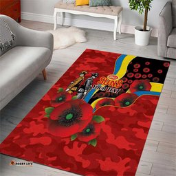 Gold Suns ANZAC Personalised Area Rug Lest We Forget Poppy Camo LT9