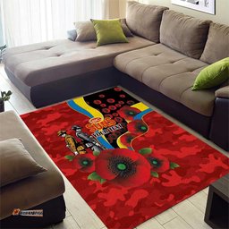 Gold Suns ANZAC Personalised Area Rug Lest We Forget Poppy Camo LT9