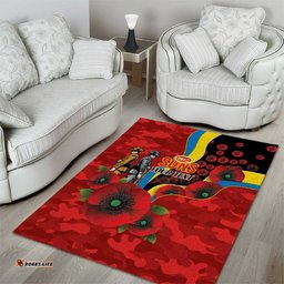 Gold Suns ANZAC Personalised Area Rug Lest We Forget Poppy Camo LT9