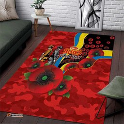 Gold Suns ANZAC Personalised Area Rug Lest We Forget Poppy Camo LT9