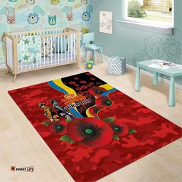 Gold Suns ANZAC Personalised Area Rug Lest We Forget Poppy Camo LT9