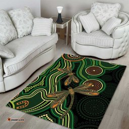 Green Indigenous Dragonfly Australia Area Rug Aboriginal Art LT14
