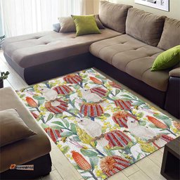 Little Corella Australia Cockatoo Area Rug Cacatua Sanguinea Banksia Seamless White LT14