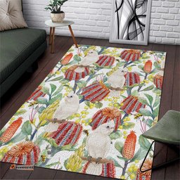 Little Corella Australia Cockatoo Area Rug Cacatua Sanguinea Banksia Seamless White LT14