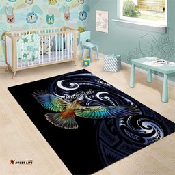 New Zealand Kea Bird Personalised Area Rug Maori Tribal Koru Art LT9