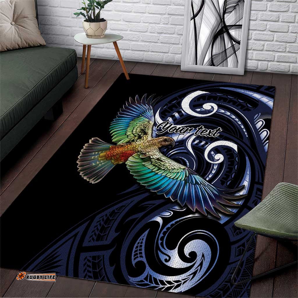 New Zealand Kea Bird Personalised Area Rug Maori Tribal Koru Art LT9