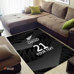 New Zealand Cricket Custom Area Rug Potae Pango Black Fern Pattern LT9