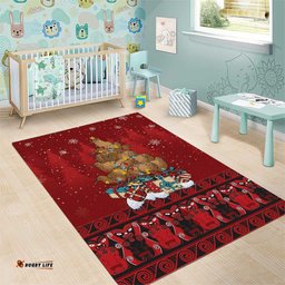 Funny Kiwi Bird Xmas Tree Area Rug New Zealand Tribal Christmas Spirit LT9