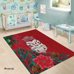 Maori Wheku Meri Kirihimete Personalised Area Rug All Red Indigenous Maori Motif LT9
