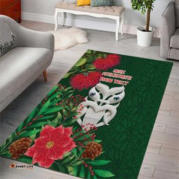 Maori Wheku Meri Kirihimete Personalised Area Rug All Green Indigenous Maori Motif LT9