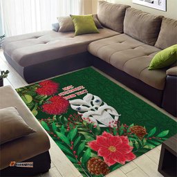 Maori Wheku Meri Kirihimete Personalised Area Rug All Green Indigenous Maori Motif LT9