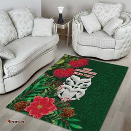 Maori Wheku Meri Kirihimete Personalised Area Rug All Green Indigenous Maori Motif LT9